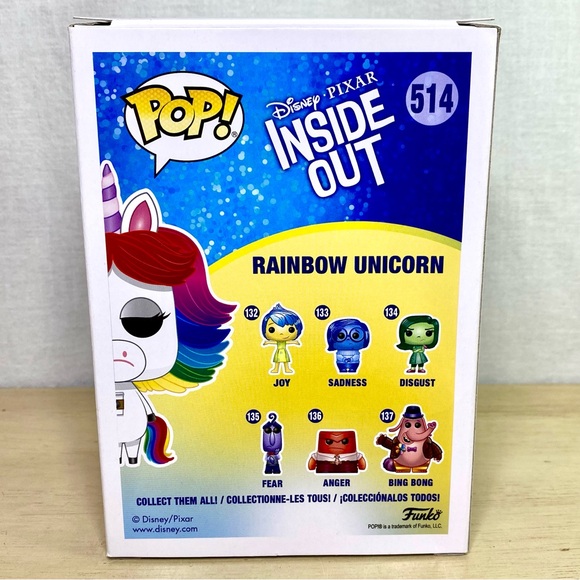 Funko Pop Inside Out Rainbow Unicorn Disney Parks Exclusive 514 Pixar Vaulted - Picture 6 of 10